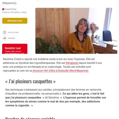 Sandrine Chalot pratique l'hypnose thérapeutique